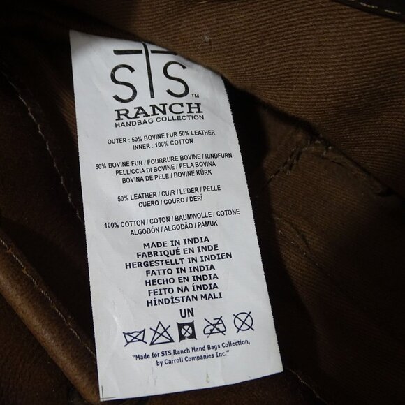 STS Ranch Leather Cowhide Calf Hair Crossbody Bag Purse Brown Rustic Cowgirl - Picture 6 of 13